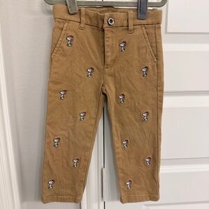 Janie and Jack PEANUTS Snoopy Santa Embroidered Twill Pant